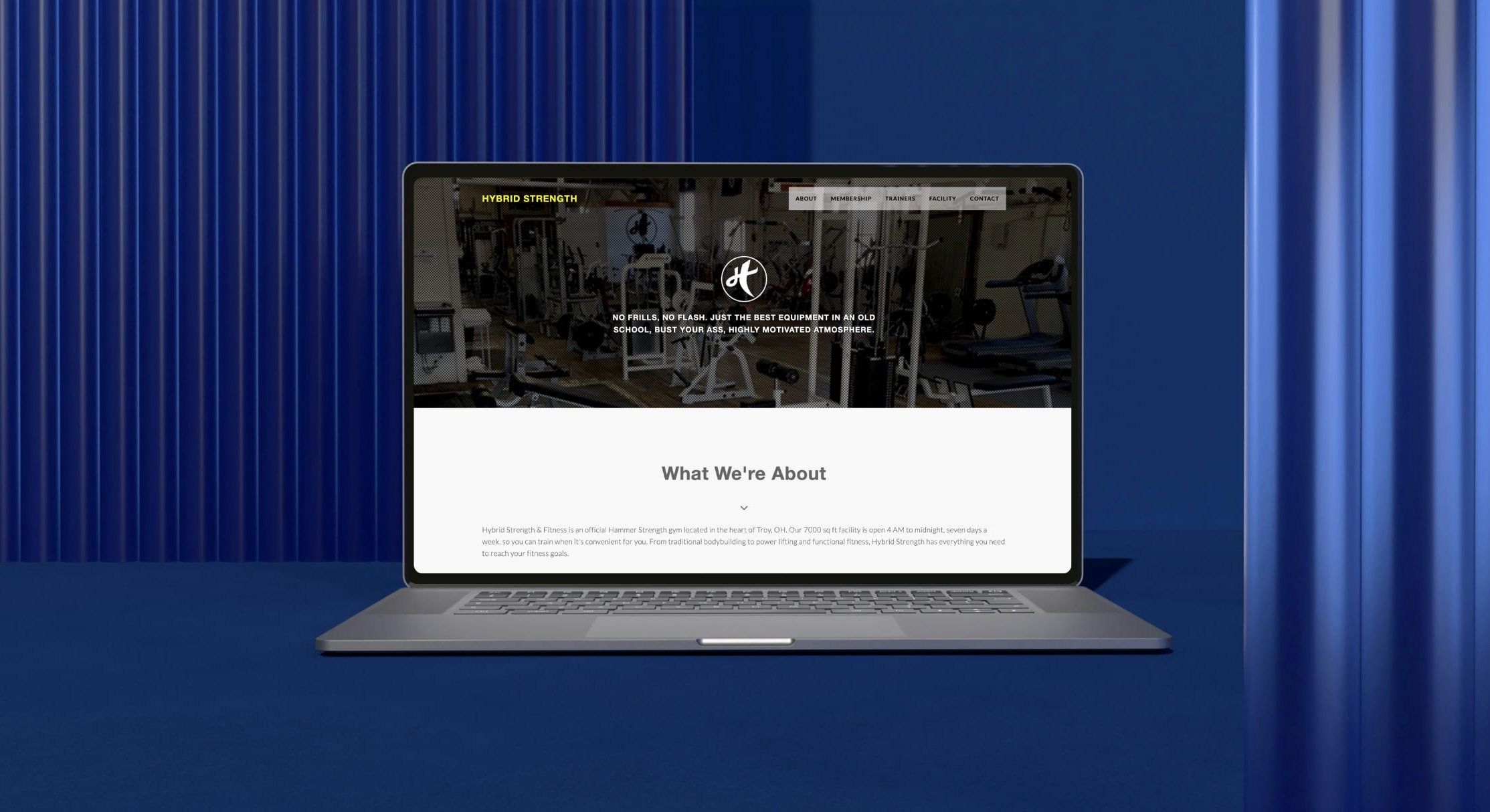 Hybrid Strength Website on Laptop
