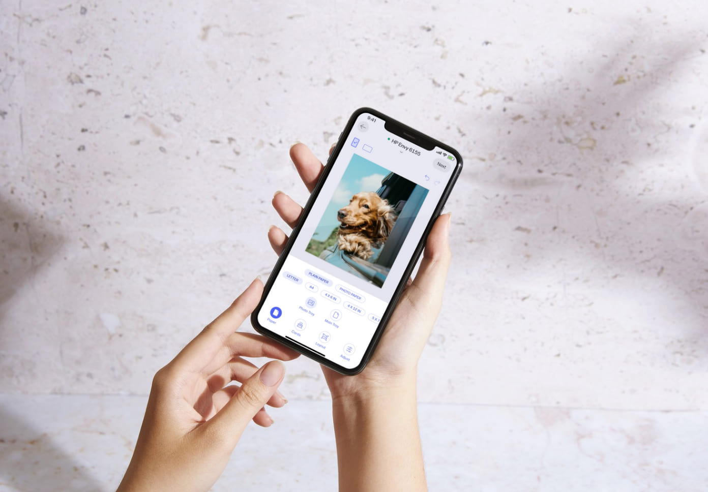 Photo printing UI on a phone
